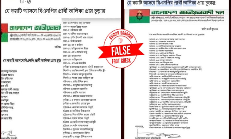 বিএনপির প্রার্থী তালিকা প্রায় চূড়ান্ত! ভাইরাল প্রেস বিজ্ঞপ্তিটি ভুয়া।